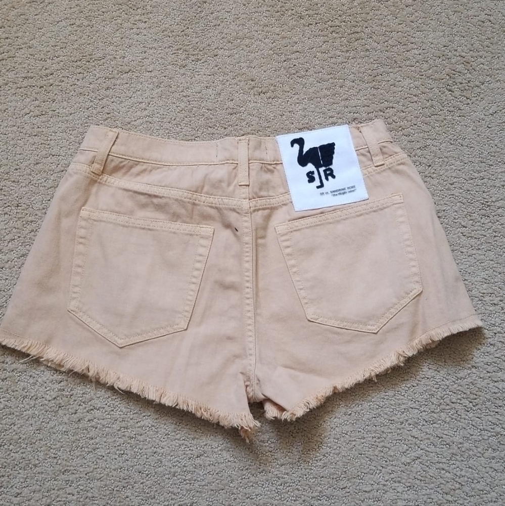 SANDRINE ROSE BY FREE PEOPLE DENIM SHORTS. - Picture 2 of 2
